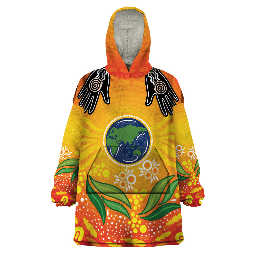 Australia Earth Day Indigenous Wearable Blanket Hoodie Save The Earth