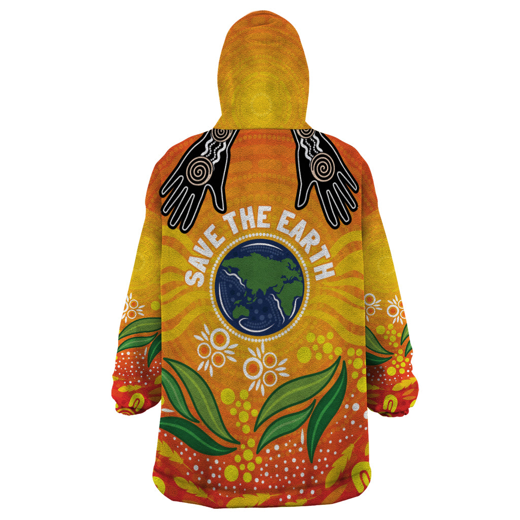 Australia Earth Day Indigenous Wearable Blanket Hoodie Save The Earth