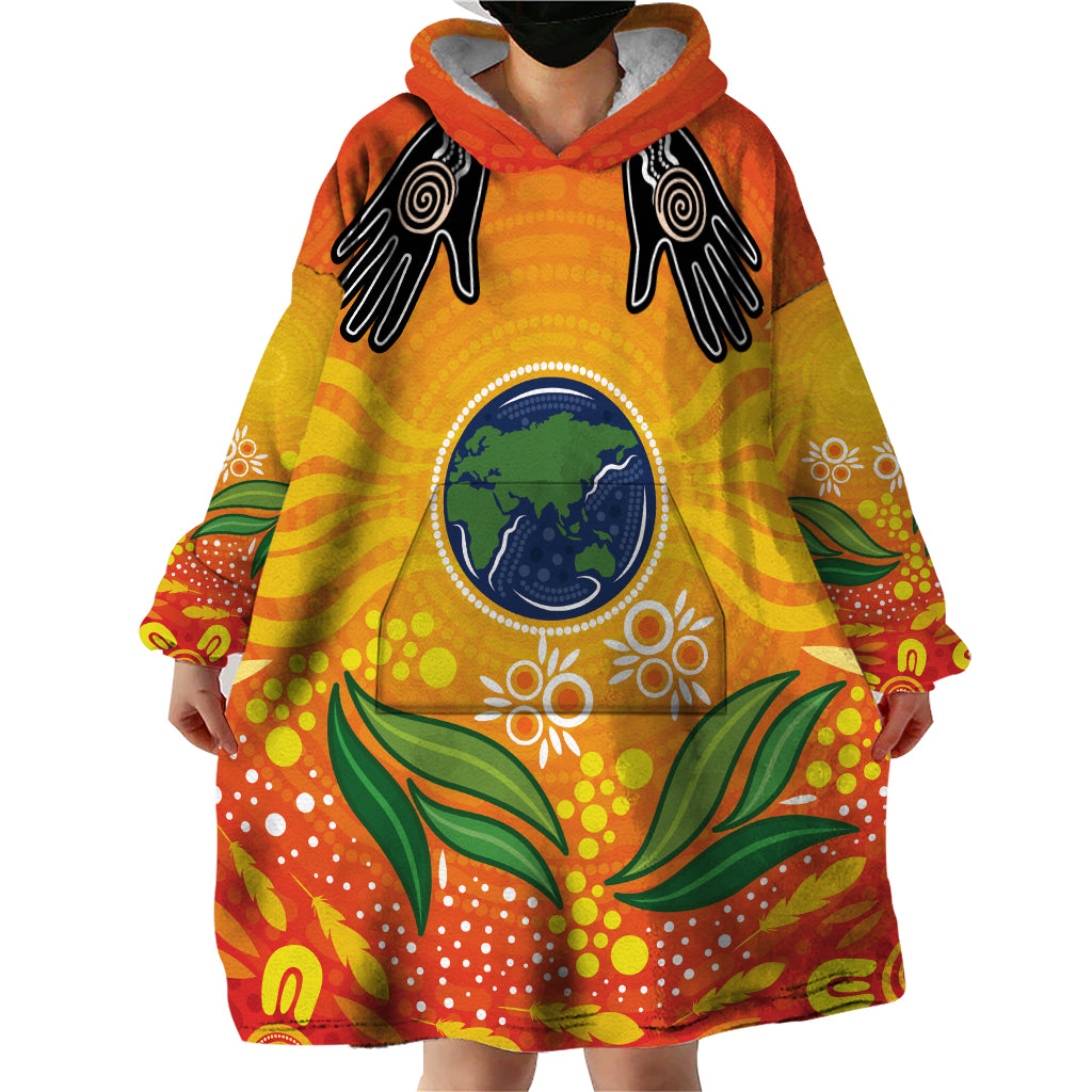 Australia Earth Day Indigenous Wearable Blanket Hoodie Save The Earth