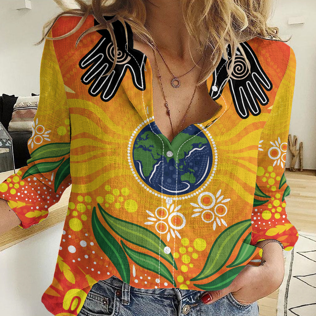 Australia Earth Day Indigenous Women Casual Shirt Save The Earth
