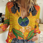Australia Earth Day Indigenous Women Casual Shirt Save The Earth