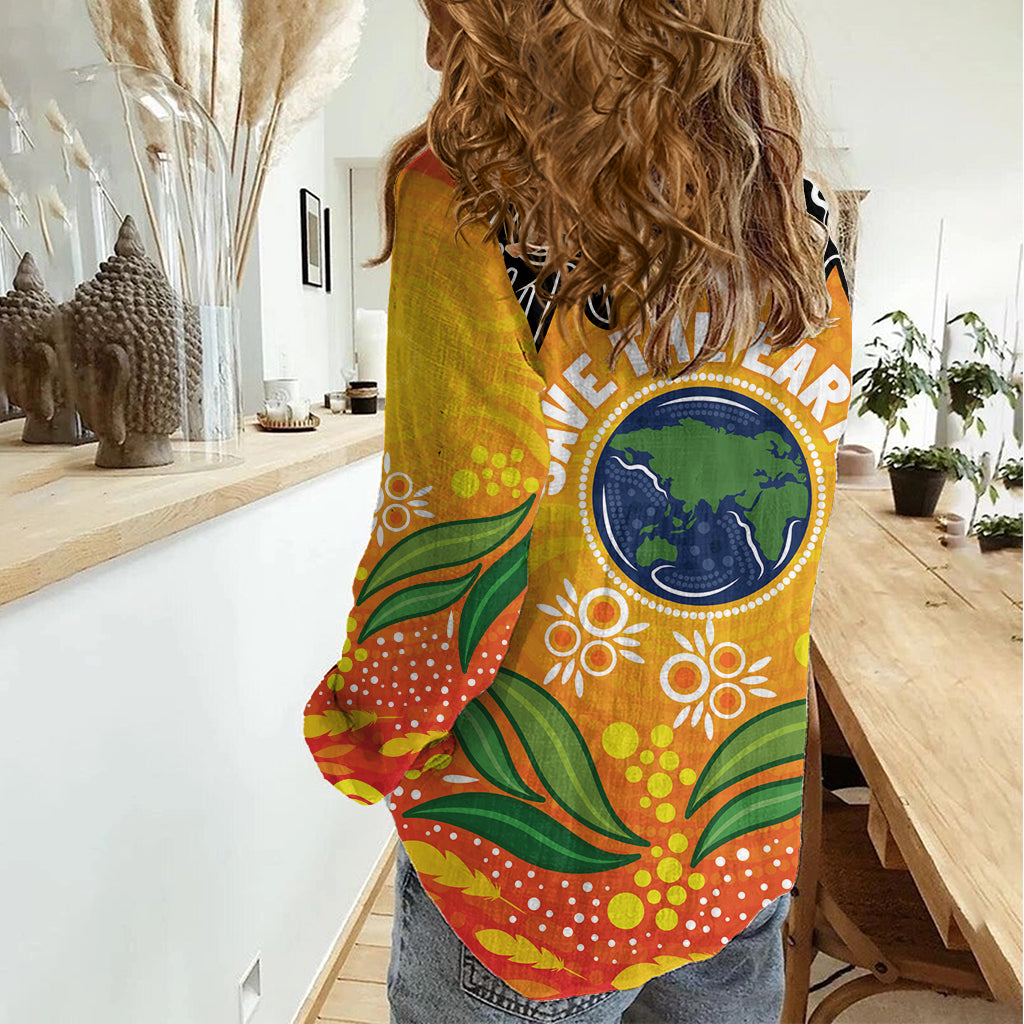 Australia Earth Day Indigenous Women Casual Shirt Save The Earth