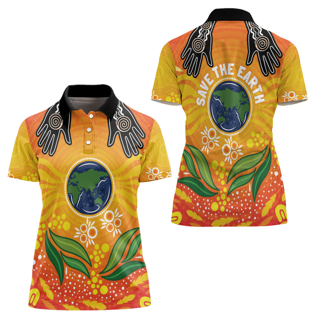 Australia Earth Day Indigenous Women Polo Shirt Save The Earth