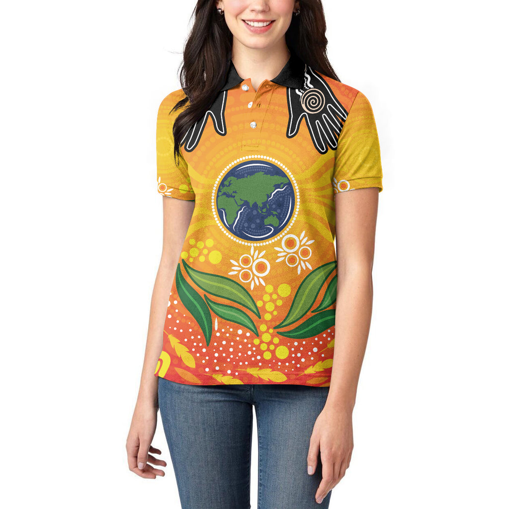 Australia Earth Day Indigenous Women Polo Shirt Save The Earth