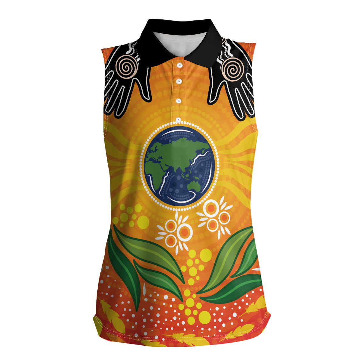 Australia Earth Day Indigenous Women Sleeveless Polo Shirt Save The Earth