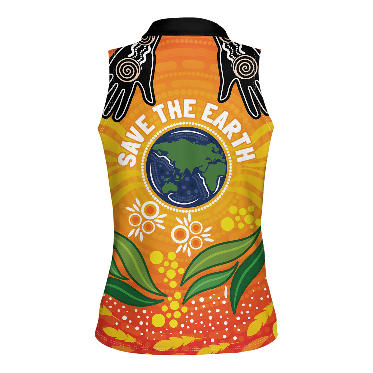 Australia Earth Day Indigenous Women Sleeveless Polo Shirt Save The Earth