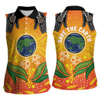 Australia Earth Day Indigenous Women Sleeveless Polo Shirt Save The Earth