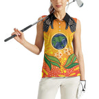 Australia Earth Day Indigenous Women Sleeveless Polo Shirt Save The Earth