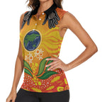 Australia Earth Day Indigenous Women Sleeveless Polo Shirt Save The Earth