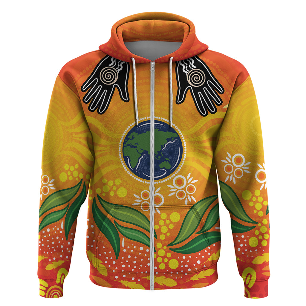 Australia Earth Day Indigenous Zip Hoodie Save The Earth