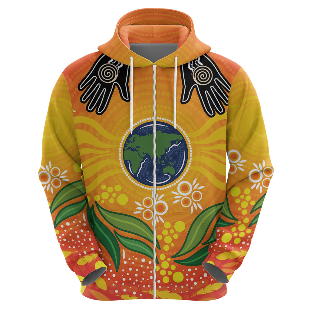 Australia Earth Day Indigenous Zip Hoodie Save The Earth
