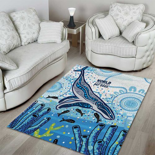 World Ocean Day Australia Aboriginal Area Rug Whale Watching