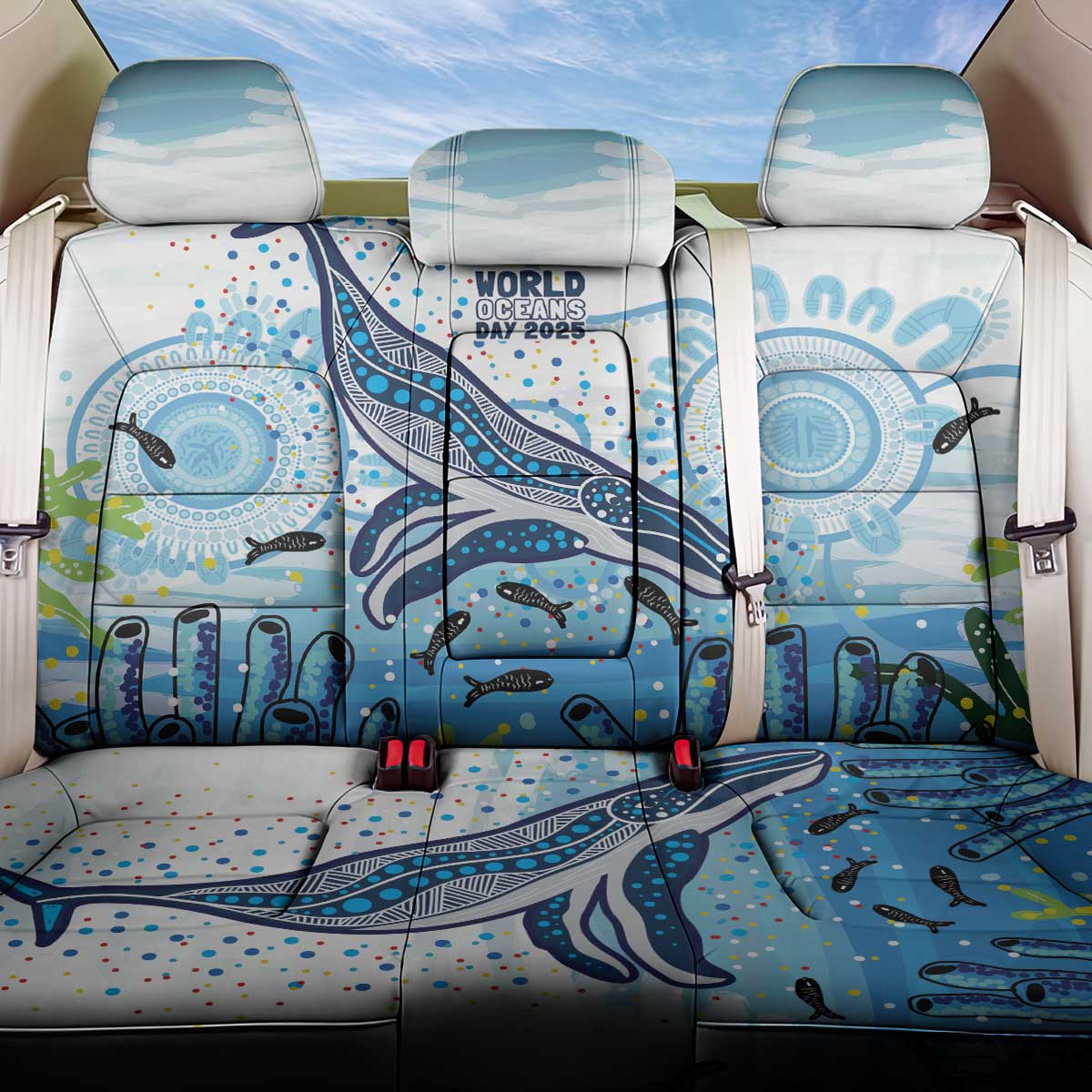 World Ocean Day Australia Aboriginal Back Car Seat Cover Whale Watching