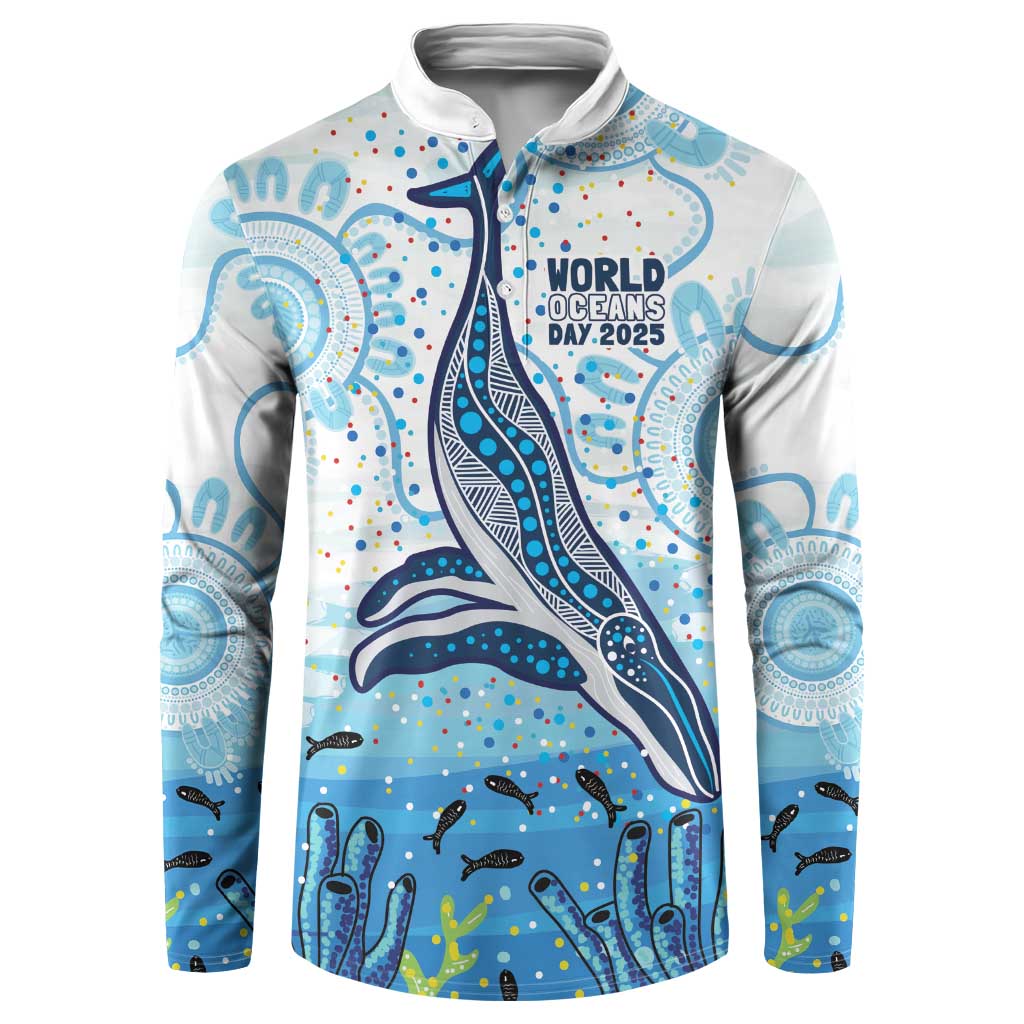 World Ocean Day Australia Aboriginal Button Sweatshirt Whale Watching