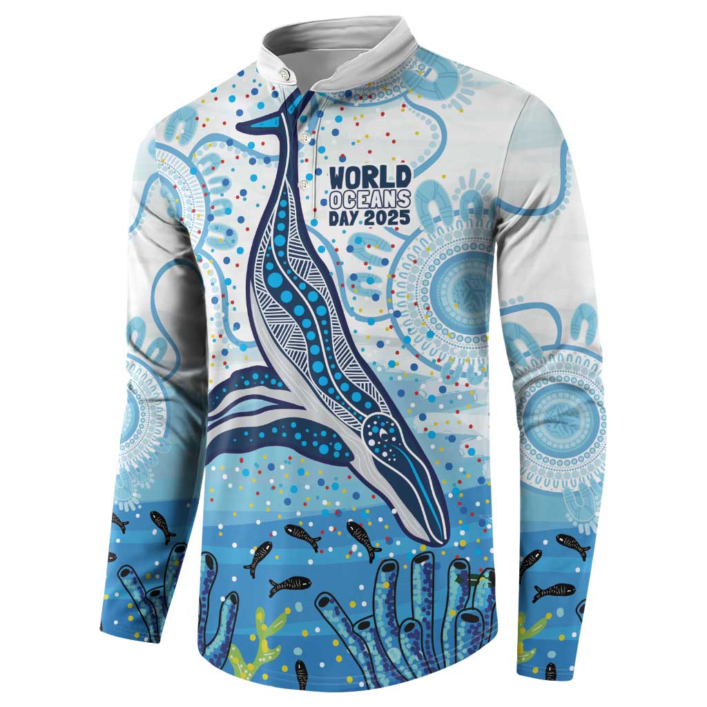 World Ocean Day Australia Aboriginal Button Sweatshirt Whale Watching