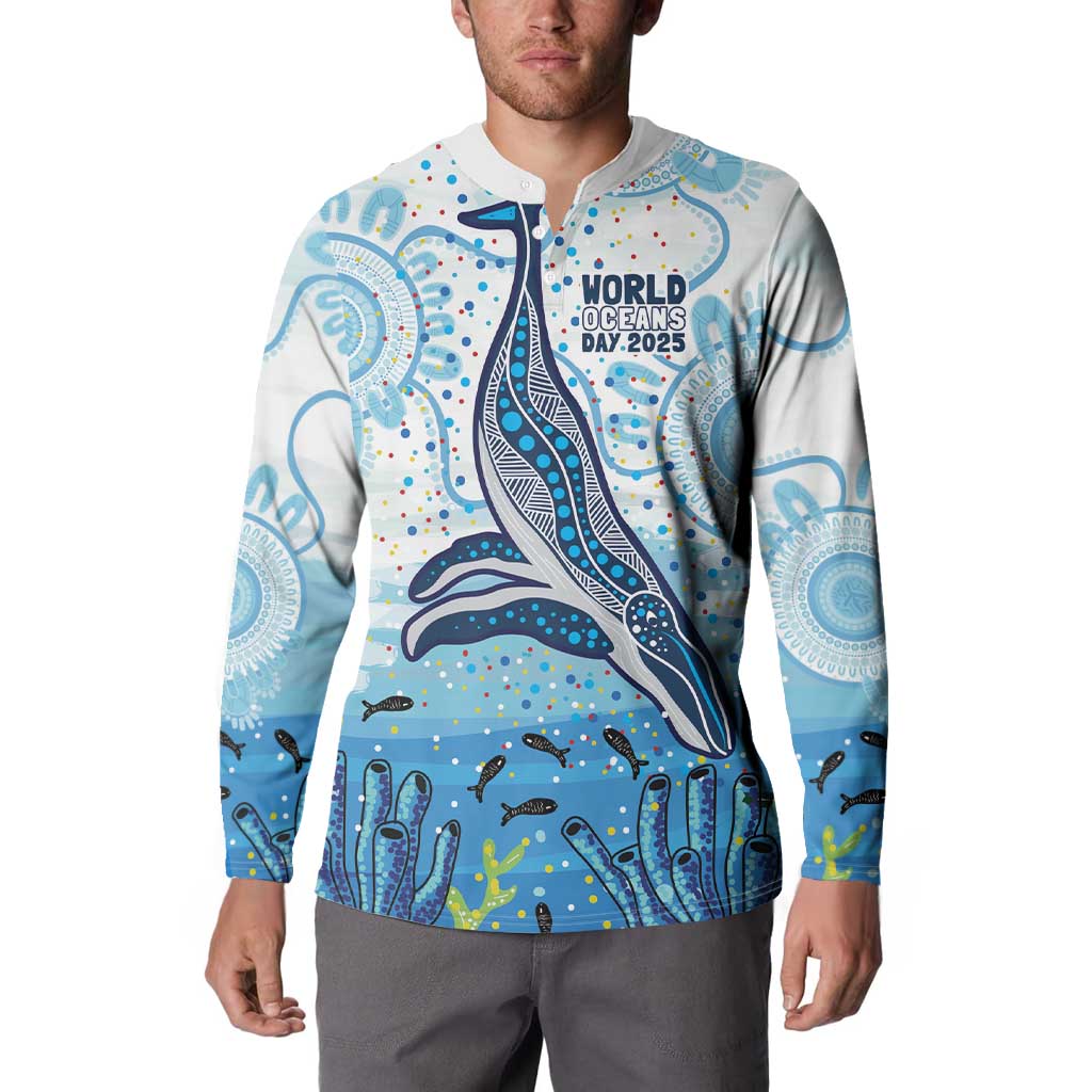 World Ocean Day Australia Aboriginal Button Sweatshirt Whale Watching