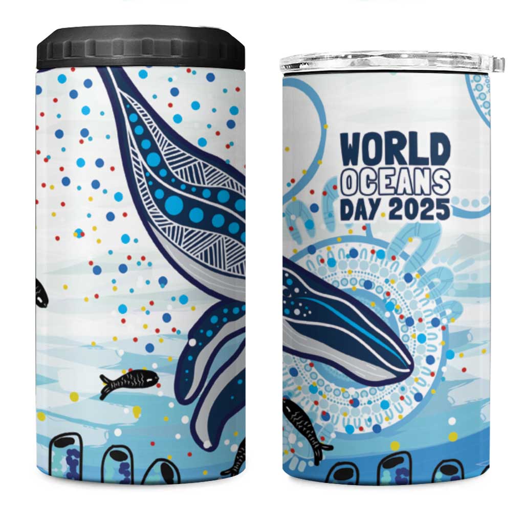 World Ocean Day Australia Aboriginal 4 in 1 Can Cooler Tumbler Whale Watching