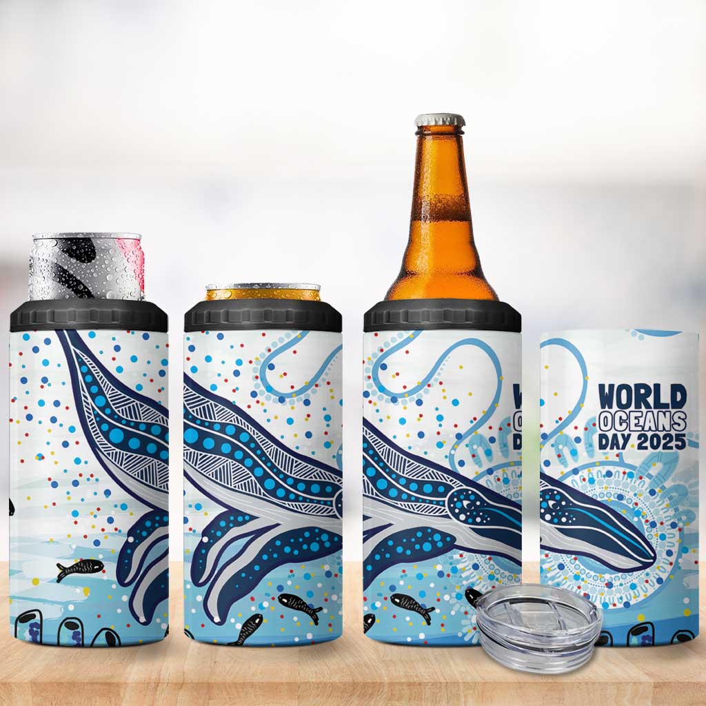 World Ocean Day Australia Aboriginal 4 in 1 Can Cooler Tumbler Whale Watching