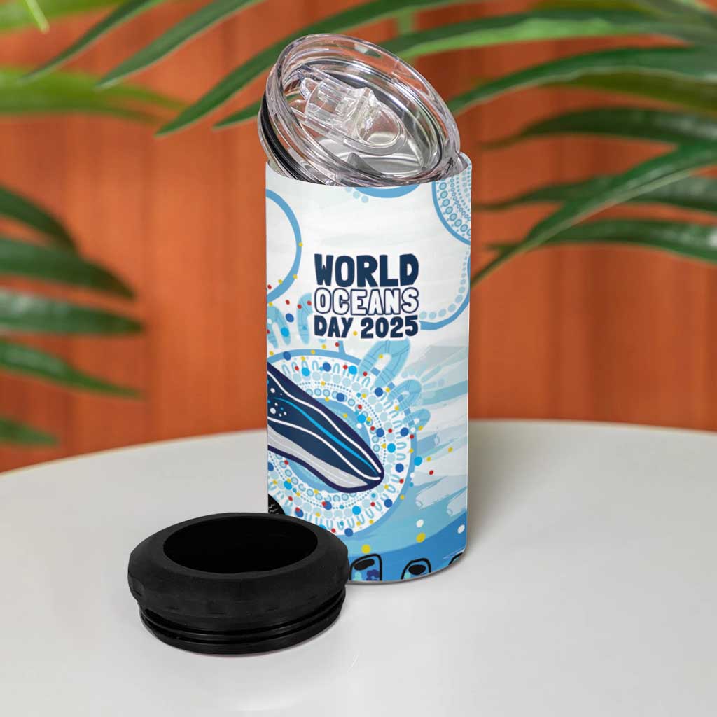 World Ocean Day Australia Aboriginal 4 in 1 Can Cooler Tumbler Whale Watching