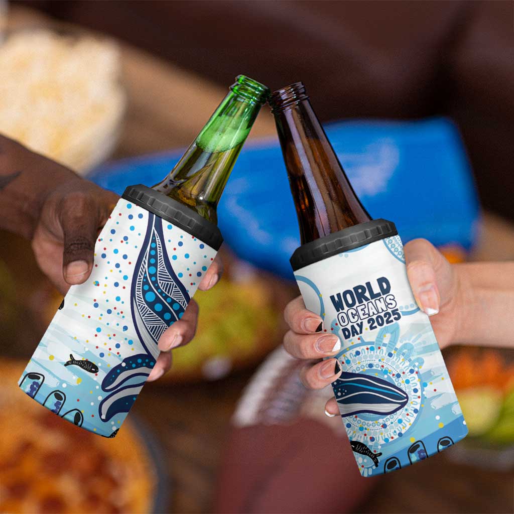 World Ocean Day Australia Aboriginal 4 in 1 Can Cooler Tumbler Whale Watching