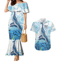 World Ocean Day Australia Aboriginal Couples Matching Mermaid Dress and Hawaiian Shirt Whale Watching
