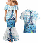 World Ocean Day Australia Aboriginal Couples Matching Mermaid Dress and Hawaiian Shirt Whale Watching