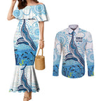 World Ocean Day Australia Aboriginal Couples Matching Mermaid Dress and Long Sleeve Button Shirt Whale Watching