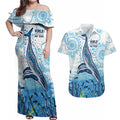 World Ocean Day Australia Aboriginal Couples Matching Off Shoulder Maxi Dress and Hawaiian Shirt Whale Watching