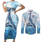 World Ocean Day Australia Aboriginal Couples Matching Short Sleeve Bodycon Dress and Long Sleeve Button Shirt Whale Watching
