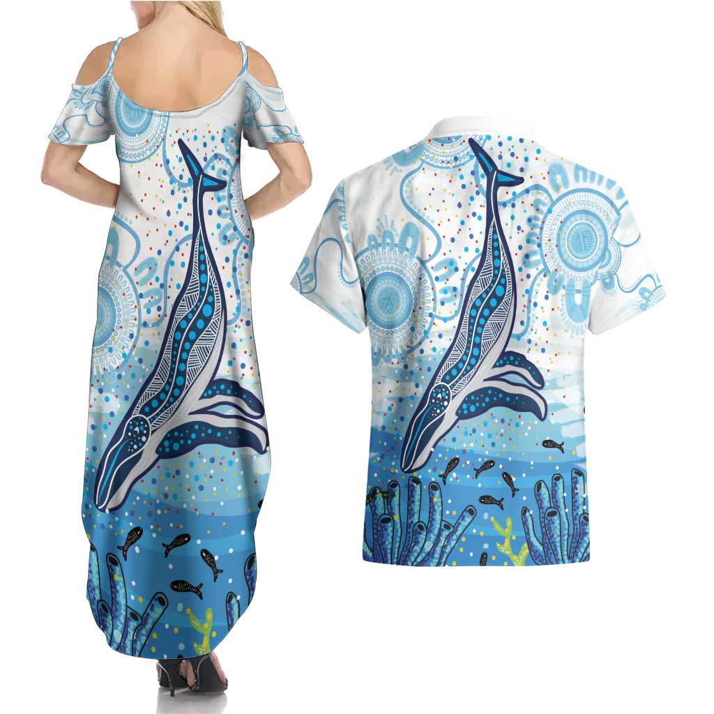 World Ocean Day Australia Aboriginal Couples Matching Summer Maxi Dress and Hawaiian Shirt Whale Watching