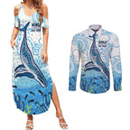 World Ocean Day Australia Aboriginal Couples Matching Summer Maxi Dress and Long Sleeve Button Shirt Whale Watching