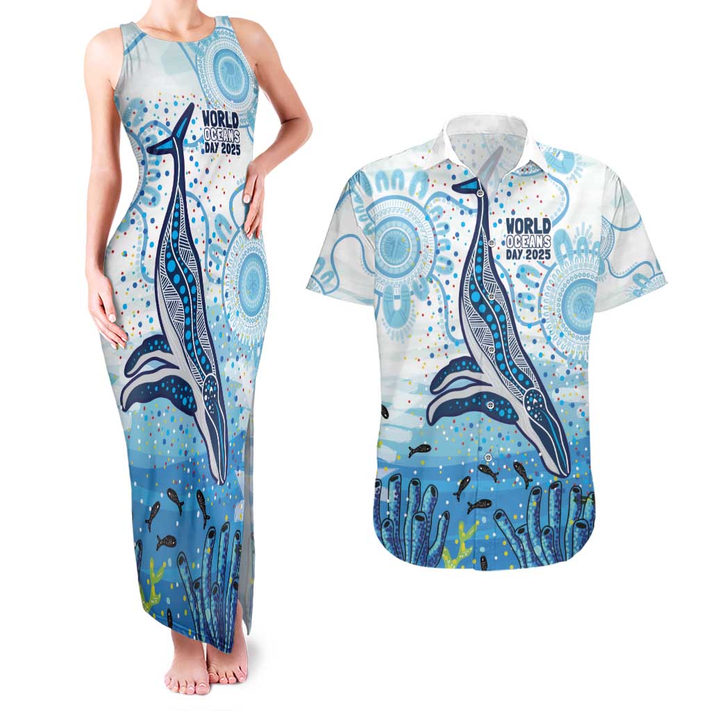 World Ocean Day Australia Aboriginal Couples Matching Tank Maxi Dress and Hawaiian Shirt Whale Watching