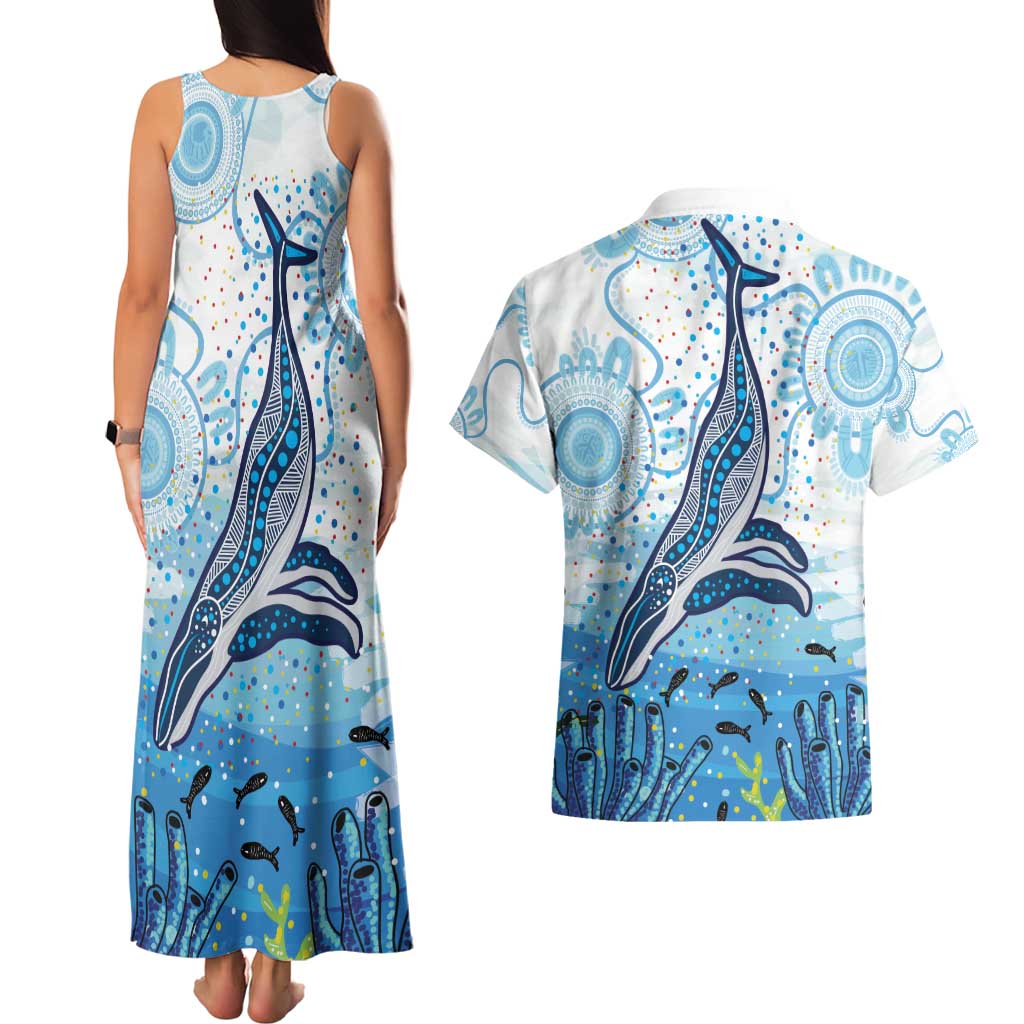 World Ocean Day Australia Aboriginal Couples Matching Tank Maxi Dress and Hawaiian Shirt Whale Watching