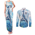 World Ocean Day Australia Aboriginal Couples Matching Tank Maxi Dress and Long Sleeve Button Shirt Whale Watching