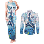 World Ocean Day Australia Aboriginal Couples Matching Tank Maxi Dress and Long Sleeve Button Shirt Whale Watching