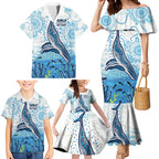 World Ocean Day Australia Aboriginal Family Matching Mermaid Dress and Hawaiian Shirt Whale Watching