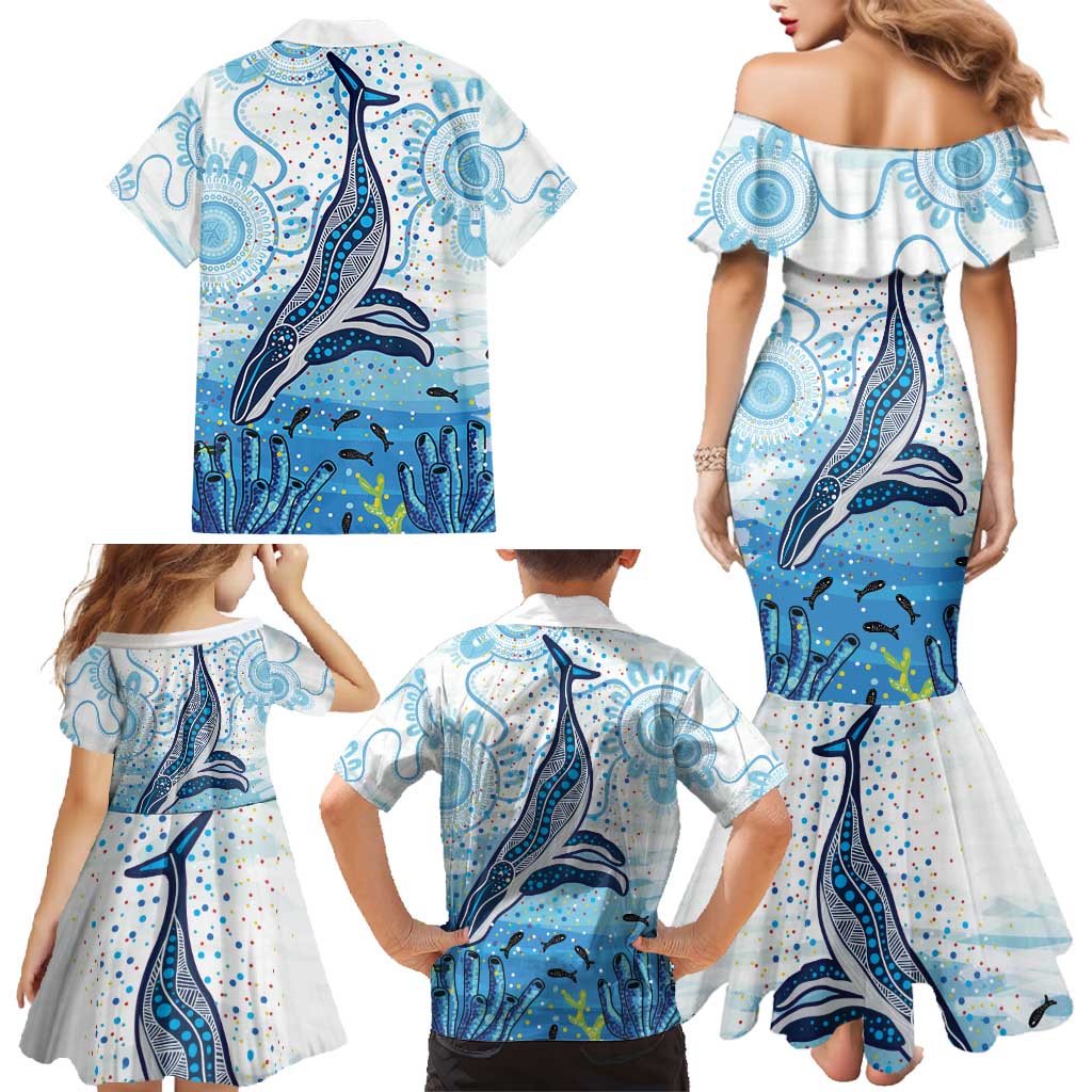 World Ocean Day Australia Aboriginal Family Matching Mermaid Dress and Hawaiian Shirt Whale Watching