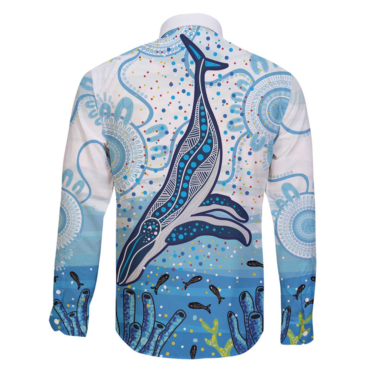 World Ocean Day Australia Aboriginal Family Matching Off The Shoulder Long Sleeve Dress and Hawaiian Shirt Whale Watching