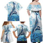 World Ocean Day Australia Aboriginal Family Matching Off Shoulder Maxi Dress and Hawaiian Shirt Whale Watching