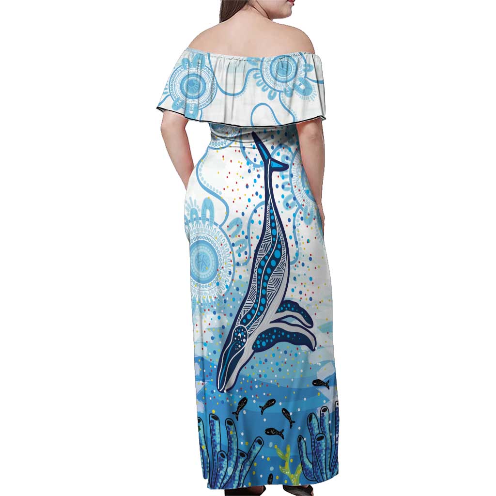 World Ocean Day Australia Aboriginal Family Matching Off Shoulder Maxi Dress and Hawaiian Shirt Whale Watching