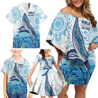 World Ocean Day Australia Aboriginal Family Matching Off Shoulder Short Dress and Hawaiian Shirt Whale Watching