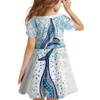 World Ocean Day Australia Aboriginal Family Matching Off Shoulder Short Dress and Hawaiian Shirt Whale Watching