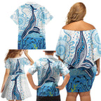 World Ocean Day Australia Aboriginal Family Matching Off Shoulder Short Dress and Hawaiian Shirt Whale Watching