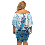 World Ocean Day Australia Aboriginal Family Matching Off Shoulder Short Dress and Hawaiian Shirt Whale Watching