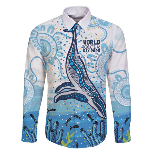 World Ocean Day Australia Aboriginal Family Matching Short Sleeve Bodycon Dress and Hawaiian Shirt Whale Watching