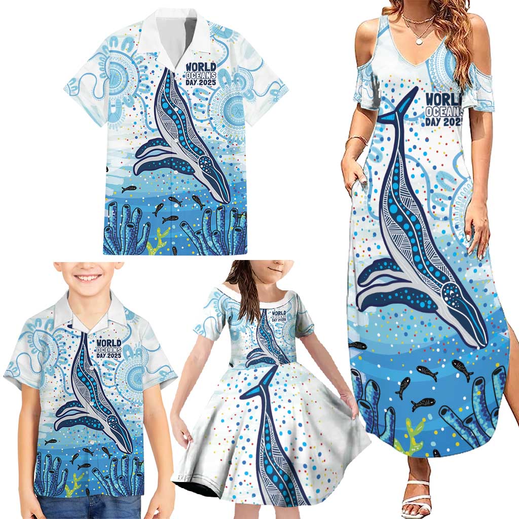 World Ocean Day Australia Aboriginal Family Matching Summer Maxi Dress and Hawaiian Shirt Whale Watching