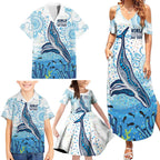 World Ocean Day Australia Aboriginal Family Matching Summer Maxi Dress and Hawaiian Shirt Whale Watching