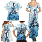 World Ocean Day Australia Aboriginal Family Matching Summer Maxi Dress and Hawaiian Shirt Whale Watching