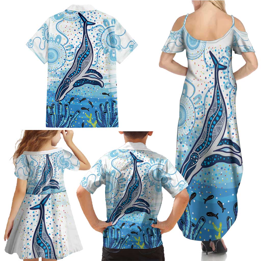 World Ocean Day Australia Aboriginal Family Matching Summer Maxi Dress and Hawaiian Shirt Whale Watching