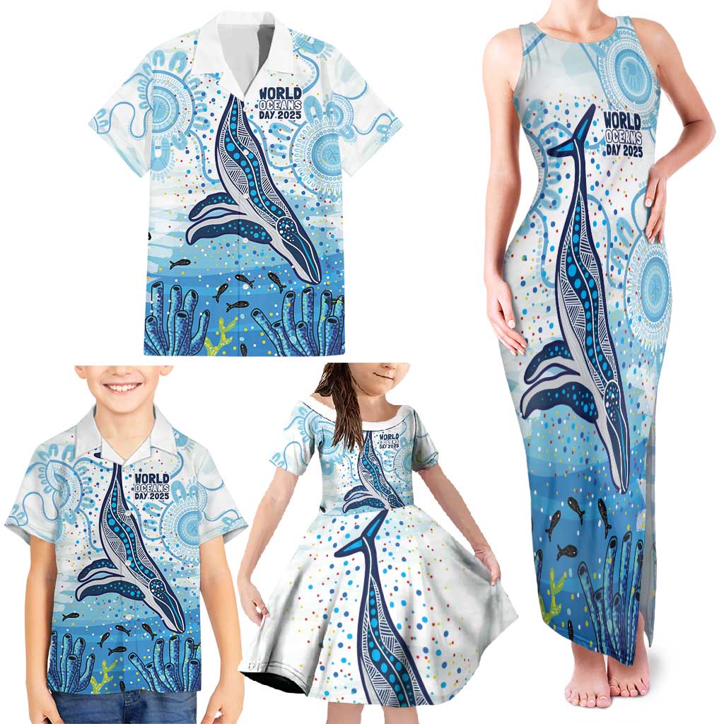 World Ocean Day Australia Aboriginal Family Matching Tank Maxi Dress and Hawaiian Shirt Whale Watching